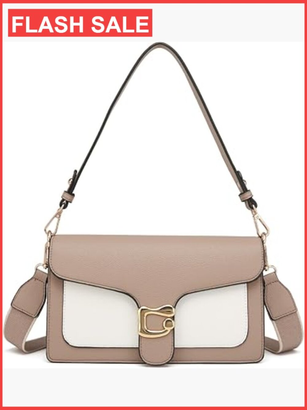 Leather Crossbody Bag with 2 Detachable Straps - Small Shoulder Purse
